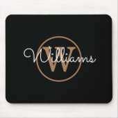 Name des schwarzen Monogramms Mousepad (Vorne)