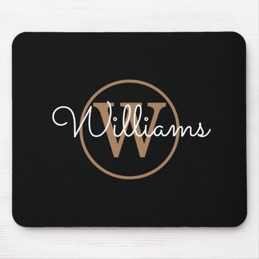 Name des schwarzen Monogramms Mousepad (Vorne)