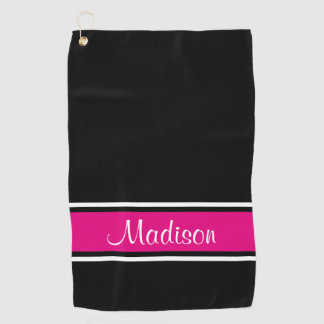 Name des schwarzen rosa Strip-Skripts Golfhandtuch