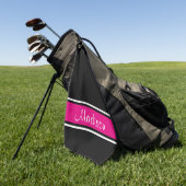 Name des schwarzen rosa Strip-Skripts Golfhandtuch (Gras)