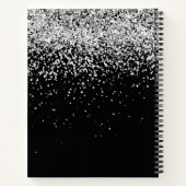 Name des Schwarzen Silver Glitzer Glam Monogram Notizblock (Rückseite)