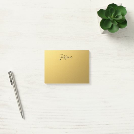 Name des schwarzen Skripts auf goldenem Hintergrun Post-it Klebezettel (Büro)