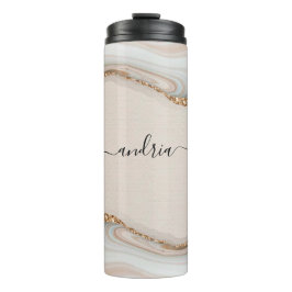 Name des schwarzen Skripts auf Marble & Gold Glitz Thermosbecher