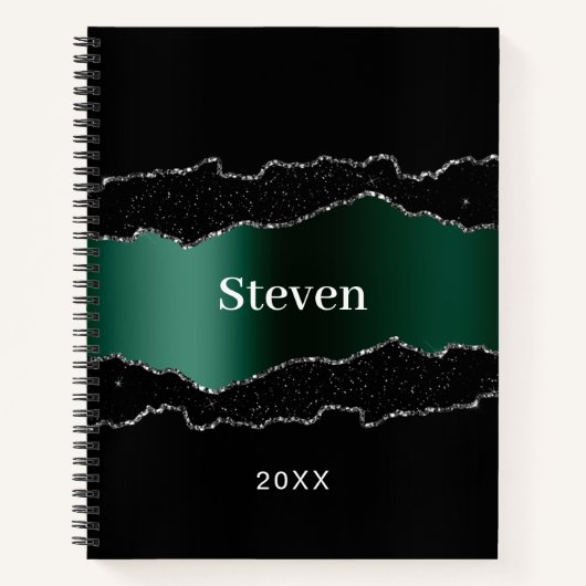 Name des schwarzen Smaragdgrün-Agode Notizblock (Vorderseite)