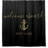 Name des schwarzen und goldenen Ankerboots willkom Duschvorhang (Vorderseite)