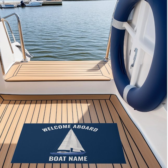 Name des Segelbootes Fußmatte (custom name sail boat yacht doormat with custom boat name)
