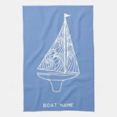 Name des Segelbootes Geschirrtuch (Vertikal)