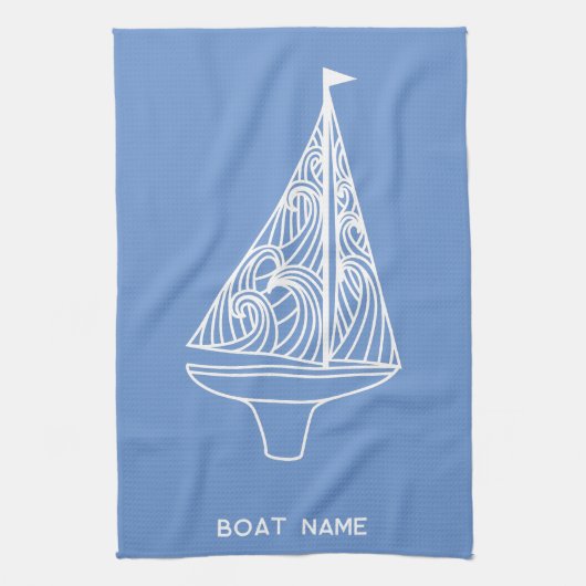 Name des Segelbootes Geschirrtuch (Vertikal)