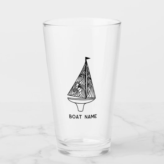 Name des Segelbootes Glas (Vorderseite)