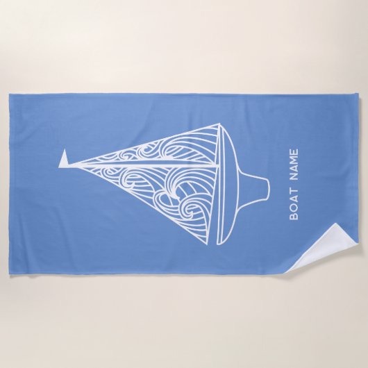 Name des Segelbootes Strandtuch (Vorderseite)