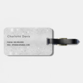 Name des silberblütenrosa Glitzer Monogramm Gepäckanhänger (Rückseite horizontal)