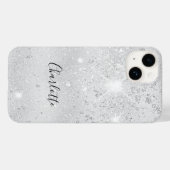Name des silbernen Glitzer Case-Mate iPhone Hülle (Rückseite (Horizontal))