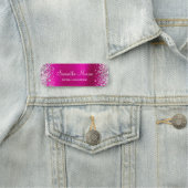 Name des silbernen Glitzer Hot Pink Foil Namensschild (Beispiel)