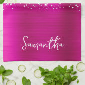 Name des silbernen Glitzer Hot Pink Glam Geschirrtuch (Gefaltet)