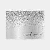 Name des silbernen Glitzer Metal Monogram Fleecedecke (Vorderseite (Horizontal))