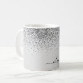 Name des silbernen Glitzer Metal Monogram Kaffeetasse (Vorderseite Links)