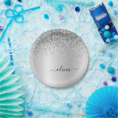 Name des silbernen Glitzer Metal Monogram Pappteller (Party)
