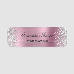 Name des silbernen Glitzer Rosa Fohlen Namensschild