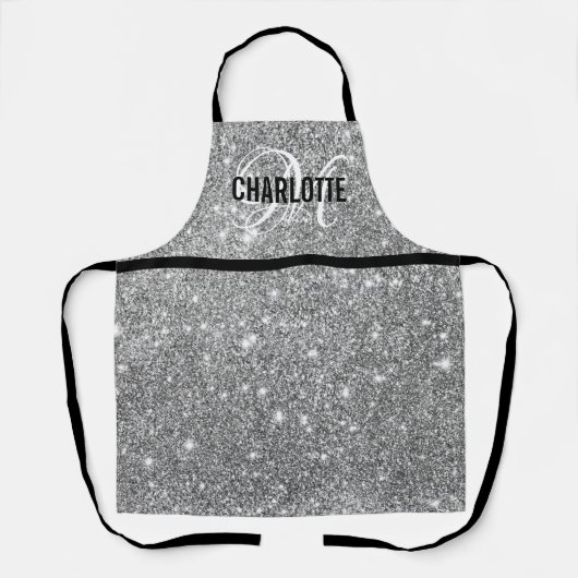 Name des silbernen Glitzer Schürze (Vorderseite)
