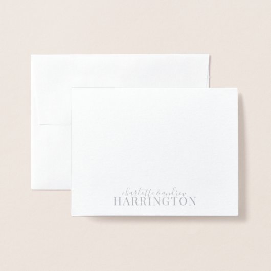 Name des Silbertabletts Monogramm Folienkarte (Vorderseite mit Umschlag)