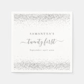 Name des Silver Glitzer Datum 21. Party Serviette (Vorderseite)