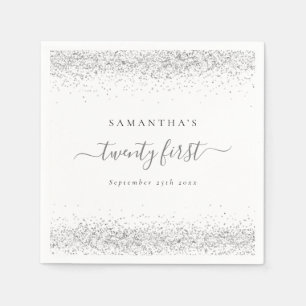 Name des Silver Glitzer Datum 21. Party Serviette