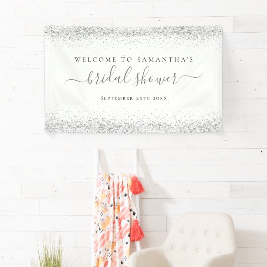 Name des Silver Glitzer Datum Willkommen im Brautp Banner (Insitu)