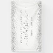 Name des Silver Glitzer Datum Willkommen im Brautp Banner (Vertikal)