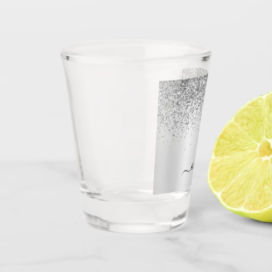 Name des Silver Glitzer Girly Metal Monogram Schnapsglas (Links)