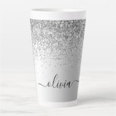 Name des Silver Glitzer Metal Monogram Milchtasse (Vorderseite)