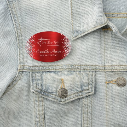 Name des Silver Glitzer Red Foil Namensschild (Beispiel)