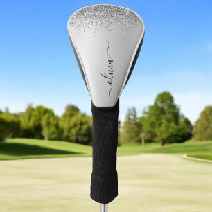 Name des Silver Glitzer Sparkle Glam Metal Monogra Golf Headcover