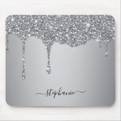 Name des Silver Glitzer Sparkle-Handbuchstaben Mousepad (Vorne)
