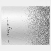 Name des Silver Glitzer-Sparkle-Metal-Monogramms Fleecedecke (Vorderseite (Horizontal))