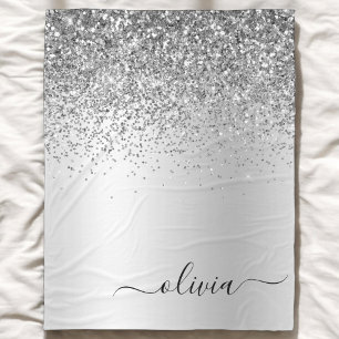 Name des Silver Glitzer-Sparkle-Metal-Monogramms Fleecedecke