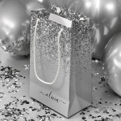 Name des Silver Glitzer-Sparkle-Metal-Monogramms Kleine Geschenktüte