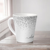 Name des Silver Glitzer-Sparkle-Metal-Monogramms Milchtasse