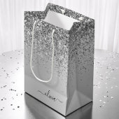 Name des Silver Glitzer-Sparkle-Metal-Monogramms Mittlere Geschenktüte