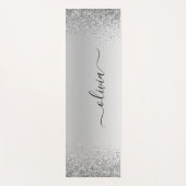 Name des Silver Glitzer-Sparkle-Metal-Monogramms Yogamatte (Vorderseite)