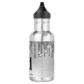 Name des Silver Glitzer Tropfens Monogramm Edelstahlflasche (Rechts)