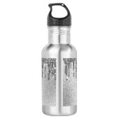 Name des Silver Glitzer Tropfens Monogramm Edelstahlflasche (Rückseite)