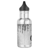 Name des Silver Glitzer Tropfens Monogramm Edelstahlflasche (Links)