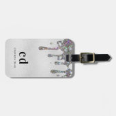 Name des Silver Glitzer Tropfens Monogramm Gepäckanhänger (Vorderseite horizontal)