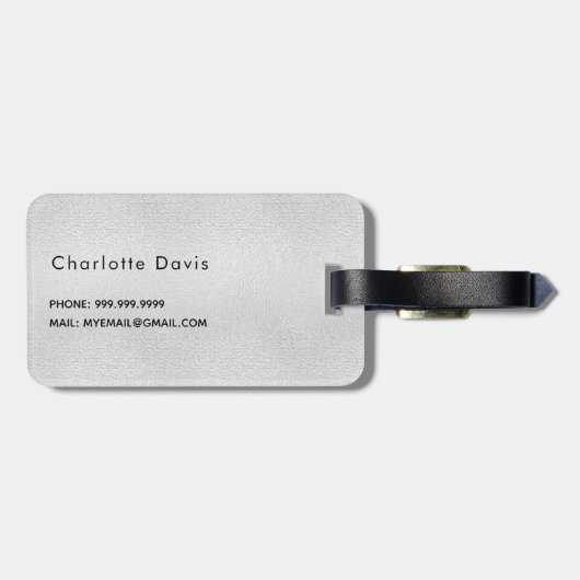 Name des Silver Glitzer Tropfens Monogramm Gepäckanhänger (Rückseite horizontal)