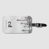 Name des Silver Glitzer Tropfens Monogramm Gepäckanhänger (Vorderseite (Horizontal))