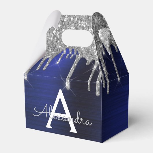 Name des Silver Navy Blue Glitzer-Sparkons Geschenkschachtel (Vorderseite)