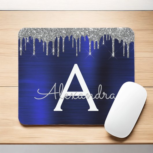 Name des Silver Navy Blue Glitzer-Sparkons Mousepad