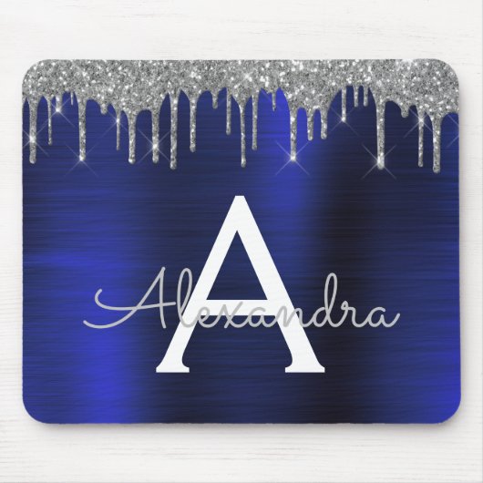 Name des Silver Navy Blue Glitzer-Sparkons Mousepad (Vorne)