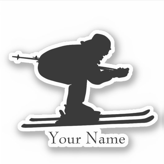 Name des Skifahrens Aufkleber (Vorderseite)