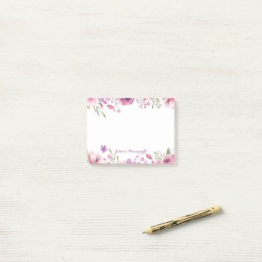 Name des Skripts Wasserfarbe Rose Post-it Klebezettel (Auf Schreibtisch)